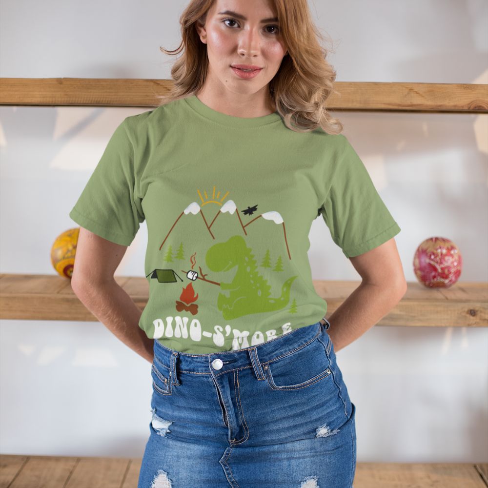 Constable Designs Dino Smore Green Leaf Ladies T-shirt