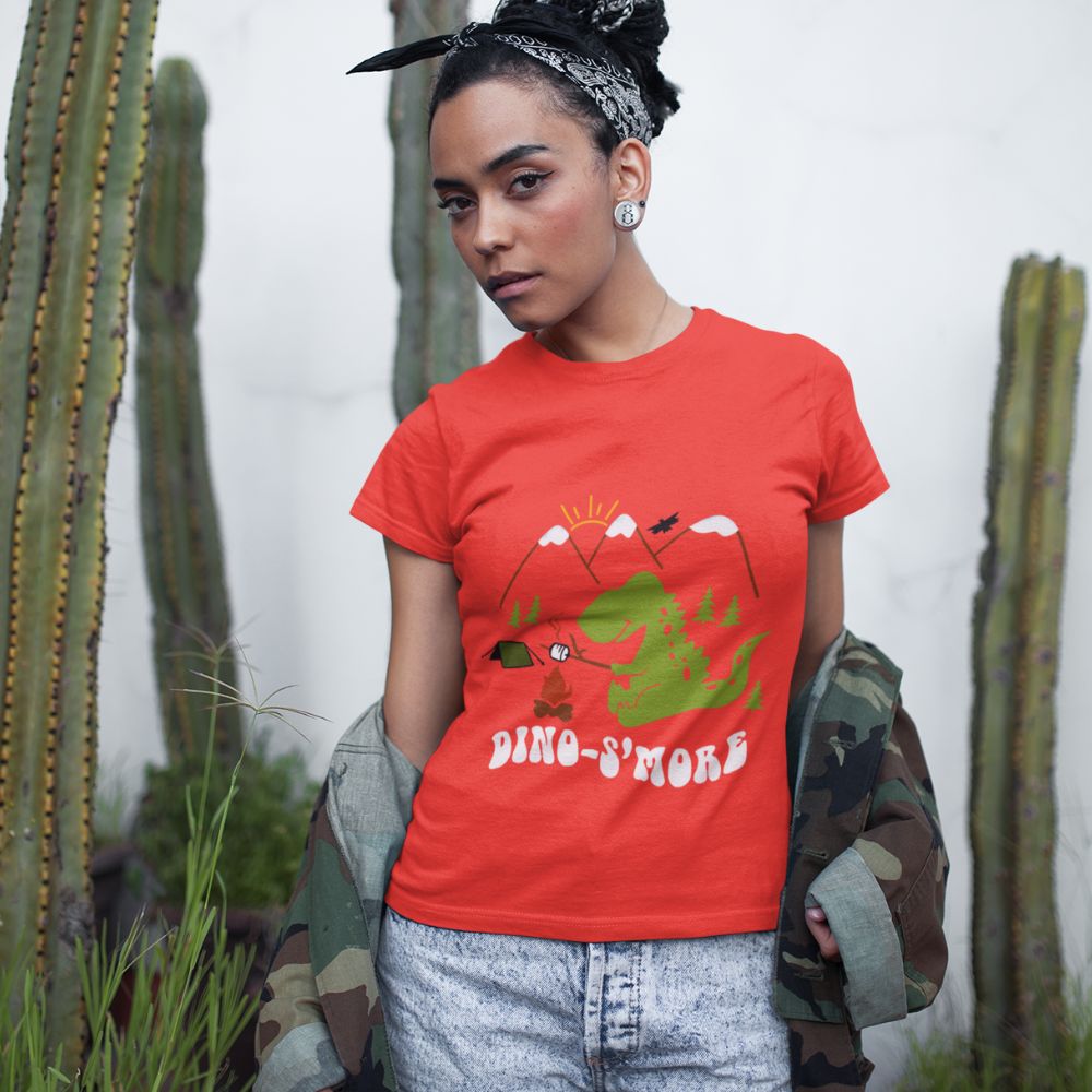 Constable Designs Dino Smore Red Poppy Ladies T-shirt