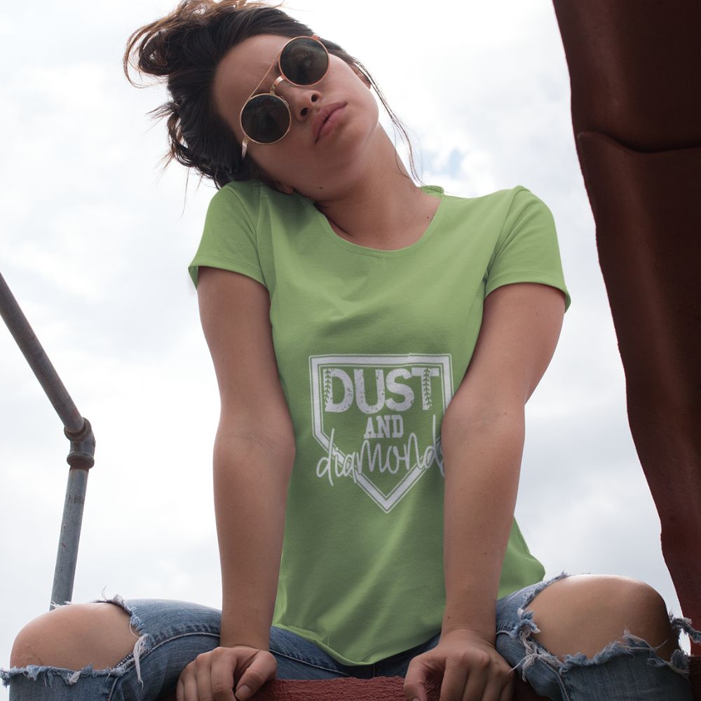 Constable Designs Dust And Diamonds Green Leaf Ladies T-shirt
