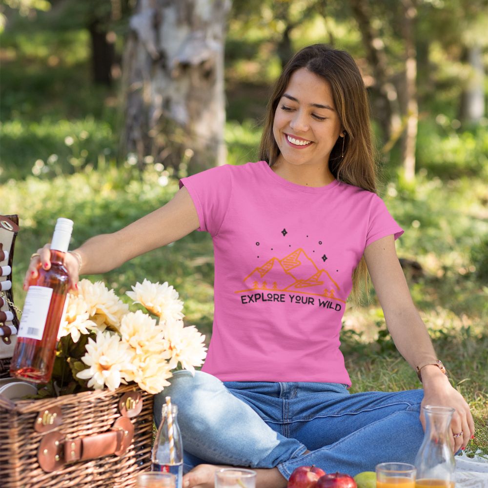 Constable Designs Explore Your Wild Pink Berry Ladies T-shirt