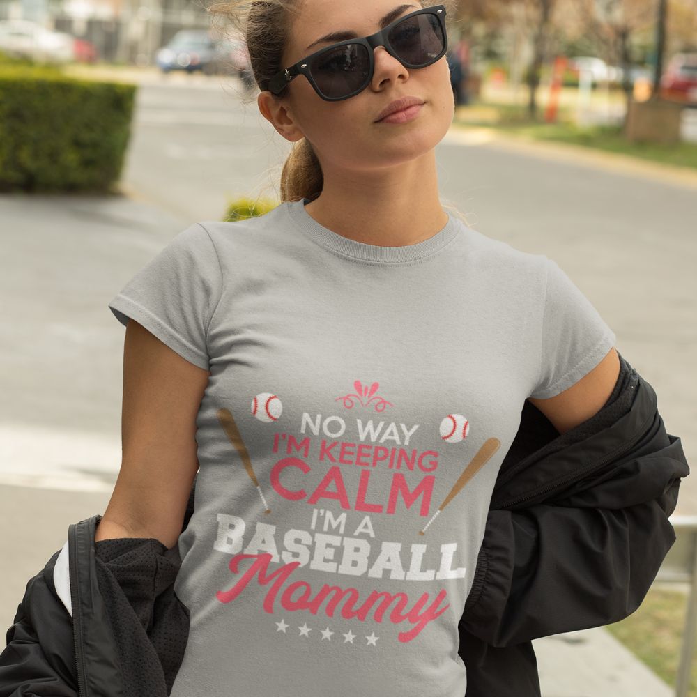 Constable Designs I'm A Baseball Mommy Athletic Heather Ladies T-shirt