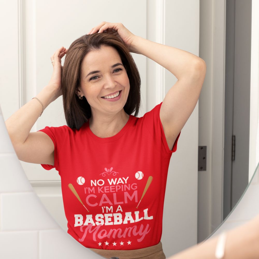 Constable Designs I'm A Baseball Mommy Red Poppy Ladies T-shirt