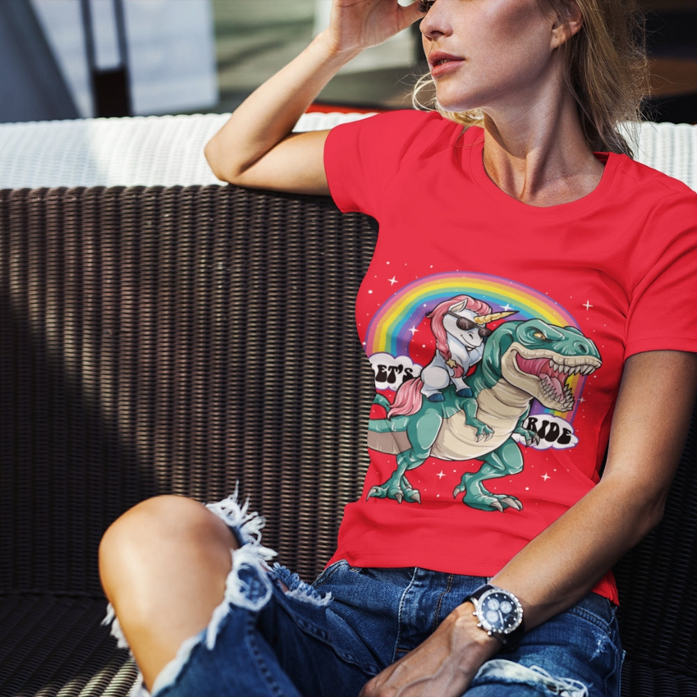 Constable Designs Lets Ride Red Poppy Ladies T-shirt