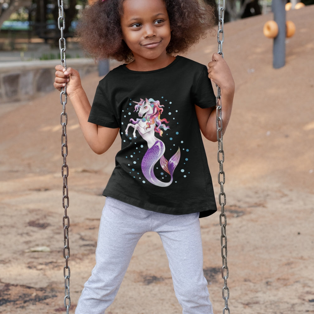 Constable Designs Unicorn Mermaid Black Youth T-shirt