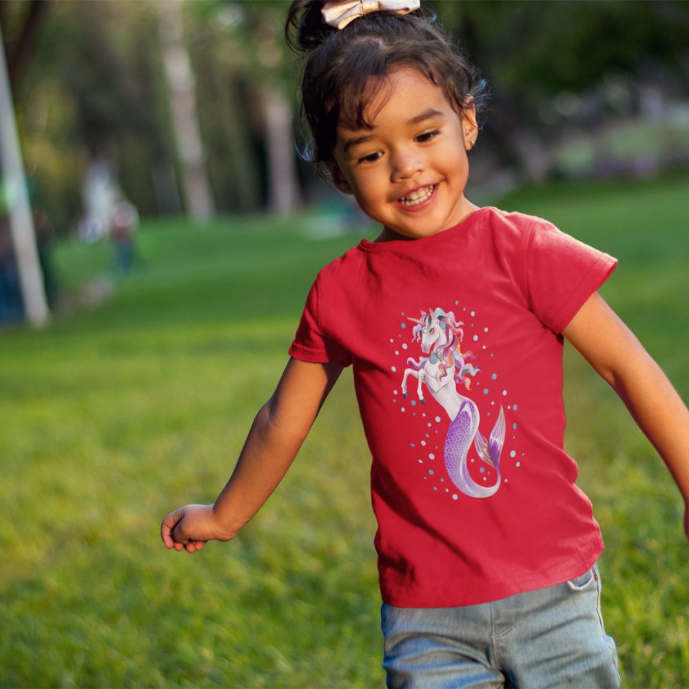 Constable Designs Unicorn Mermaid Red Youth T-shirt